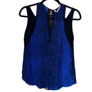 Rebecca Taylor shirt python tank w/ split trim‎ in cobalt size 2 NWT